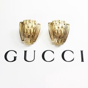 ⚜️ Vintage PAOLO GUCCI Retro Unisex Gorgeous Gold Clipon Earrings